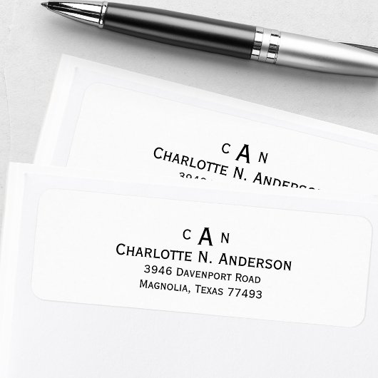 Modern Monogram Retouradres Etiket