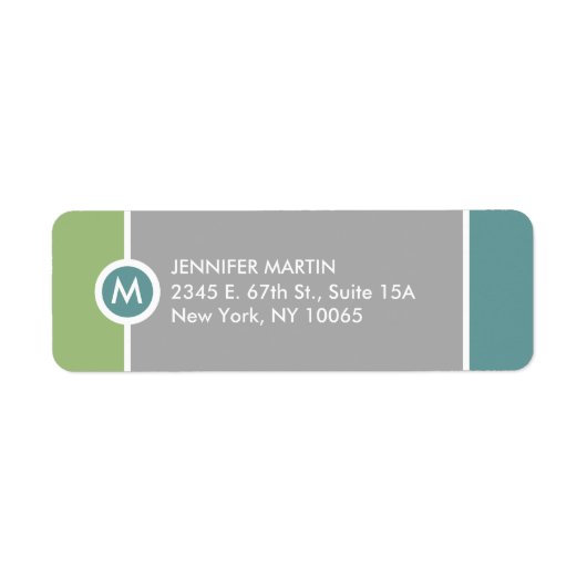 Modern Monogram retouradres - groen/grijs Etiket (Voorkant)