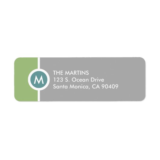Modern Monogram retouradres - groen/grijs Etiket (Voorkant)