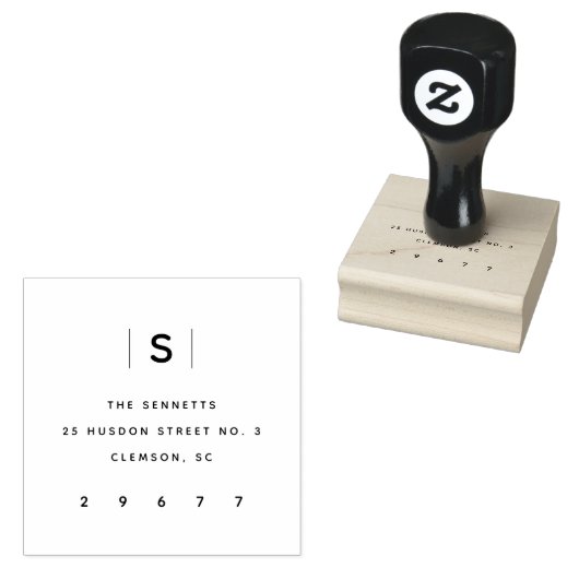 Modern monogram retouradres rubberstempel (Gestempeld)