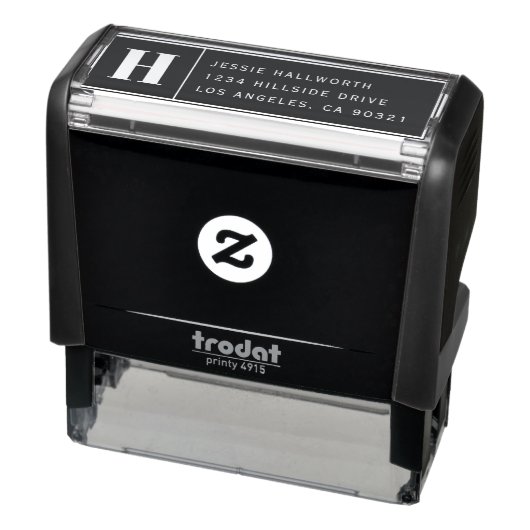Modern Monogram & Retouradres Zelfinktende Stempel (Product)