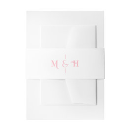 Modern Monogram Retro Pink Wedding Uitnodigingen Wikkel