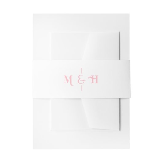 Modern Monogram Retro Pink Wedding Uitnodigingen Wikkel (Voorkant Voorbeeld)