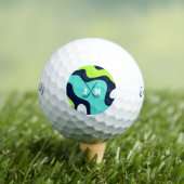 Modern Monogram Retro Wave Blue Green Golfballen (Insitu Shirt)