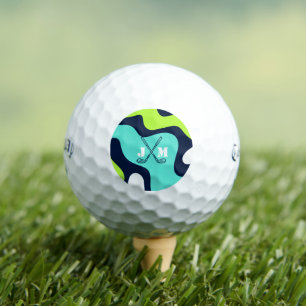 Modern Monogram Retro Wave Blue Green Golfballen
