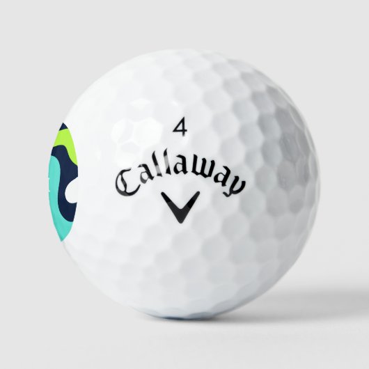 Modern Monogram Retro Wave Blue Green Golfballen (Logo)