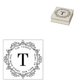 Modern Monogram Ronde Retouradres Rubberstempel (Gestempeld)