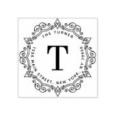 Modern Monogram Ronde Retouradres Rubberstempel (Afrduk)