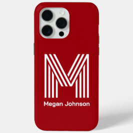 Modern Monogram Rood iPhone 15 Pro Max Hoesje