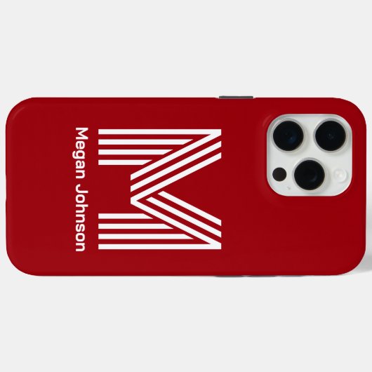 Modern Monogram Rood Case-Mate iPhone Case (Achterkant (horizontaal))