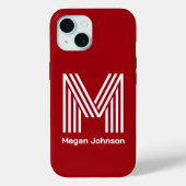 Modern Monogram Rood Case-Mate iPhone Case (Achterkant)