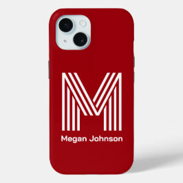 Modern Monogram Rood iPhone 15 Case
