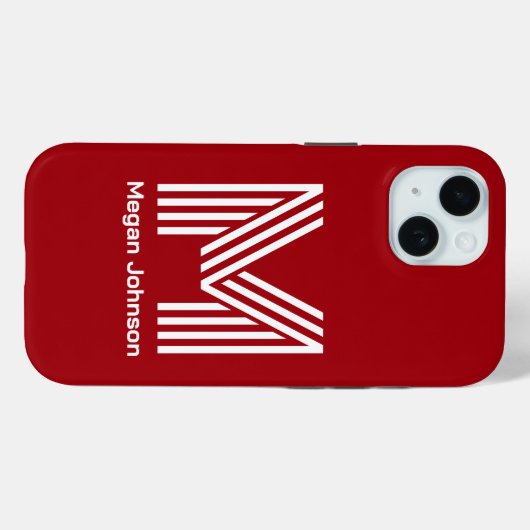 Modern Monogram Rood Case-Mate iPhone Case (Achterkant (horizontaal))