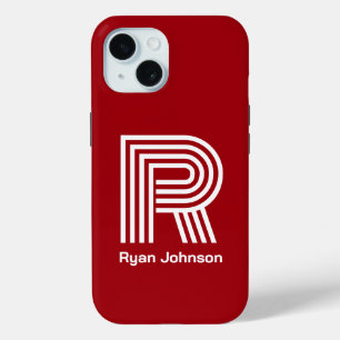 Modern Monogram Rood iPhone 15 Case
