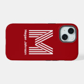 Modern Monogram Rood iPhone 15 Case (Achterkant horizontaal)