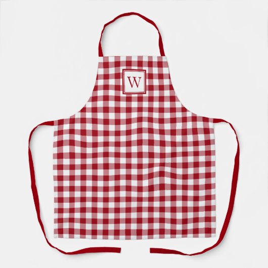 Modern Monogram Rood Plaid Patroon Schort (Voorkant)