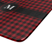 Modern Monogram Rood Plaid Patroon Snijplank (Hoek)