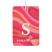 Modern monogram rood roze patroon luchtverfrisser (Voorkant)