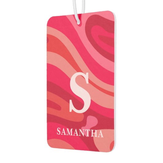 Modern monogram rood roze patroon luchtverfrisser (Links)