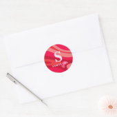 Modern monogram rood roze patroon ronde sticker (Envelop)