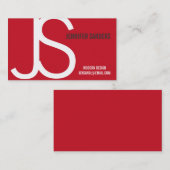 Modern Monogram Rood Visitekaartje (Voorkant / Achterkant)