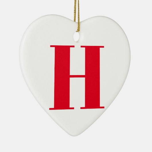 Modern monogram rood wit custom initiaal letter keramisch ornament (Rechts)