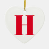 Modern monogram rood wit custom initiaal letter keramisch ornament (Voorkant)