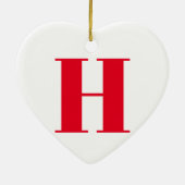 Modern monogram rood wit custom initiaal letter keramisch ornament (Achterkant)