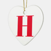 Modern monogram rood wit custom initiaal letter keramisch ornament (Links)