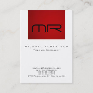 Modern Monogram Rood Wit Schoon Zakelijk Visitekaa Visitekaartje