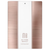 Modern Monogram Roos Gold Pink Business Klembord (Achterkant)