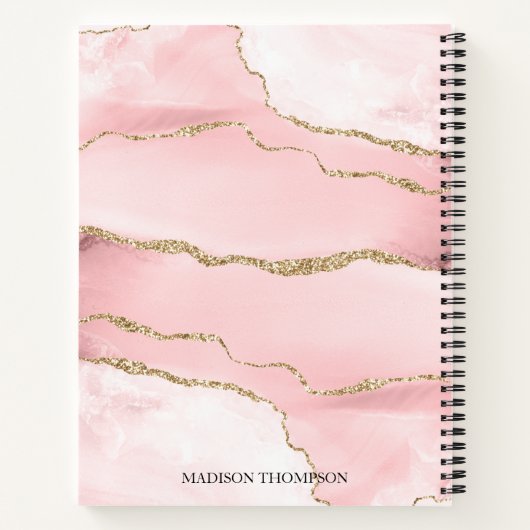 Modern Monogram Roos Gold Script Notitieboek (Achterkant)