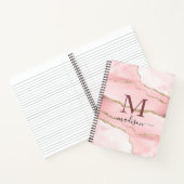 Modern Monogram Roos Gold Script Notitieboek (Binnen)