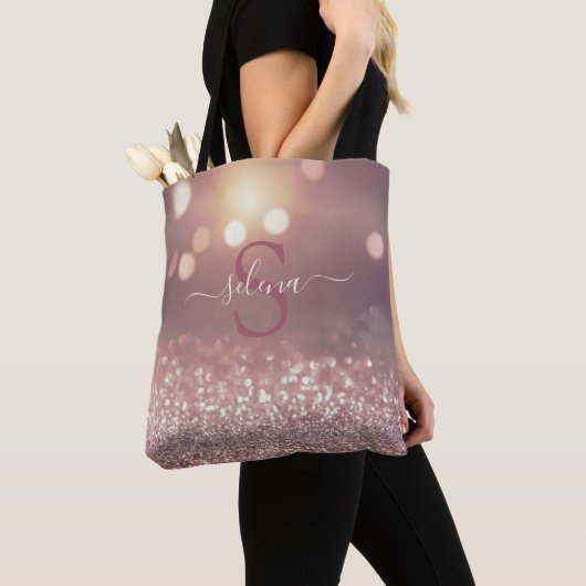 Modern Monogram Roos Gold Tote Bag (Dichtbij)