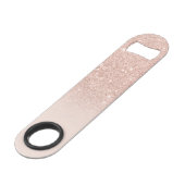Modern monogram roos goud glitter ombre blush roze speed flessenopener (Achterkant Gekanteld)