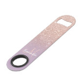 Modern monogram roos goud glitter ombre paarse speed flessenopener (Voorkant Gekanteld)
