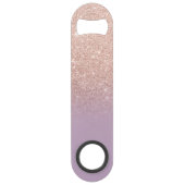 Modern monogram roos goud glitter ombre paarse speed flessenopener (Achterkant)