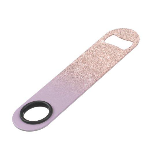 Modern monogram roos goud glitter ombre paarse speed flessenopener (Achterkant Gekanteld)