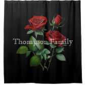 Modern monogram Roos l Zwart Douchegordijn (Voorkant)