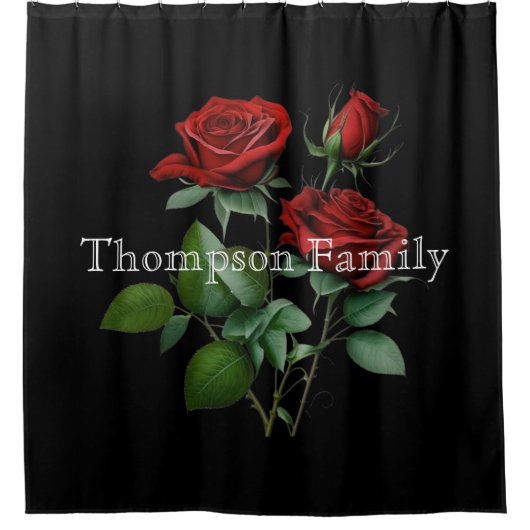 Modern monogram Roos l Zwart Douchegordijn (Voorkant)