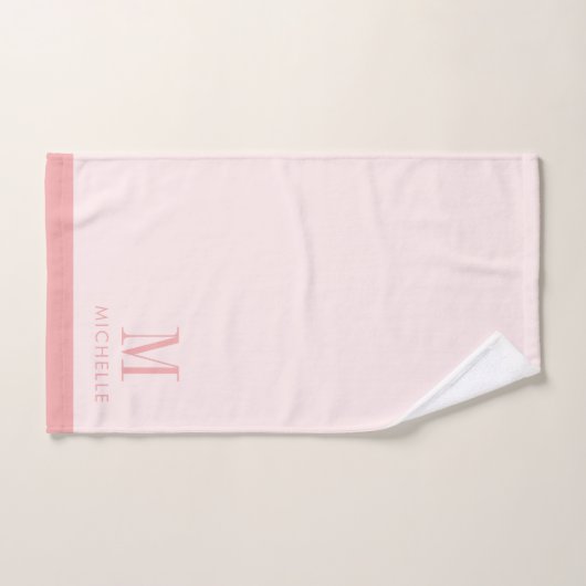 Modern monogram Roos roze op blush roze Bad Handdoek (Handdoek)