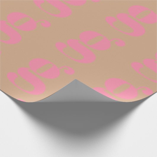Modern monogram roze beige custom initiaal letter cadeaupapier (Hoek)