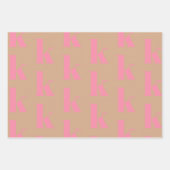 Modern monogram roze beige custom initiaal letter inpakpapier vel (Voorkant 3)
