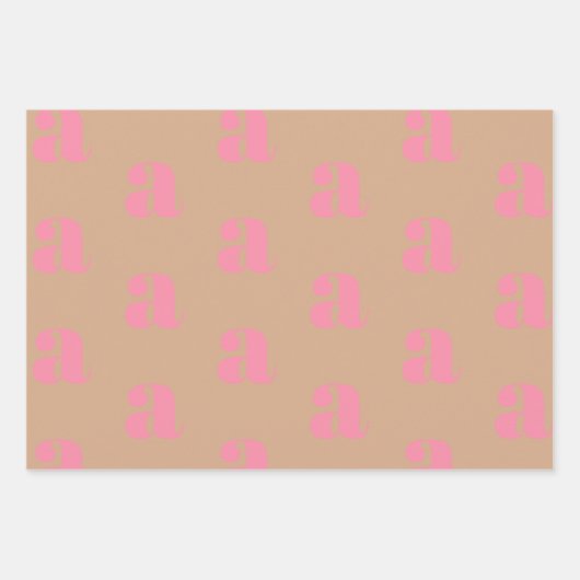 Modern monogram roze beige custom initiaal letter inpakpapier vel (Voorkant 2)