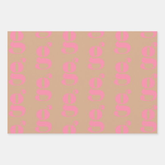 Modern monogram roze beige custom initiaal letter inpakpapier vel (Voorkant)