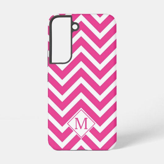 Modern Monogram Roze Chevron Strepen Samsung Galaxy Hoesje (Achterkant)