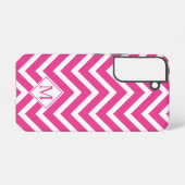 Modern Monogram Roze Chevron Strepen Samsung Galaxy Hoesje (Achterkant horizontaal)
