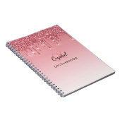 Modern Monogram Roze Druppelende Glitter Notitieboek (Rechterzijde)