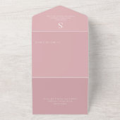 Modern Monogram Roze Eettafelservies All In One Uitnodiging (Buitenkant)