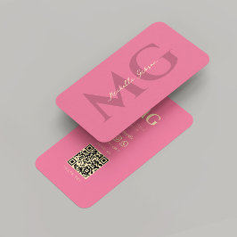 Modern Monogram Roze Elegant Professioneel Visitekaartje